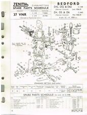 BEDFORD D4 D5 D6 D42 D52 D62 TRUCK (1956-59) CARB SERVICE BULLETIN/PARTS LIST