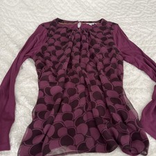 Boden Size 14 Blouse Tunic Top Purple Long Sleeve 