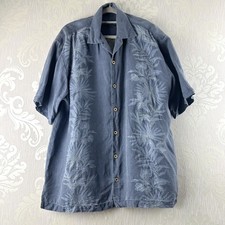 Vintage Tommy Bahama Hawaiian Shirt - Large  70% Silk 30% Linen Stitched Design