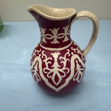 Antique 19th Century William Brownfield Cobridge Tyrol Red & White Ceramic Jug.