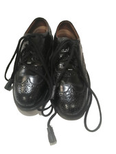 Thistle Shoes Scotland Black Leather Kilt Shoes Size 7 Tasselled Lace