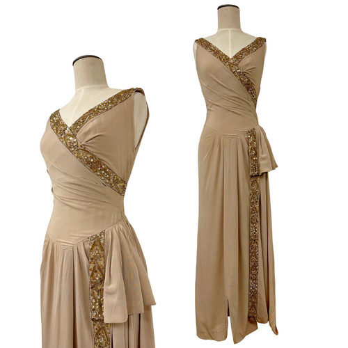 Vintage 1930s draped beige - 1930s,