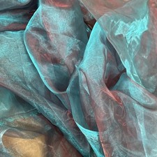 TWO-TONE Organza Fabric Party Draping Costumes Fancy Dress 60" TURQUOISE RED