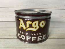 Vintage ARGO Coffee 1 lb. Keywind Tin Can Drip Grind San Francisco CA Rare