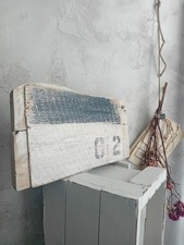 Vintage Drift Timber Panel Black White Rough Sawn Hand Painted Coastal Boat Art