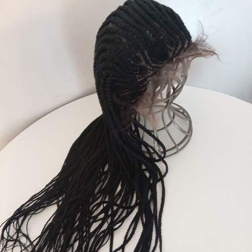 Black braided wig with front - wig,