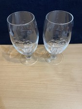2 x Stella Artois Toughened Pint Glasses Horn Embossed Chalice Glasses New