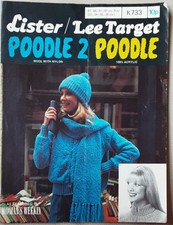 Orig Vtge Lister Lee Target Poodle Ladies Jacket Hat Scarf Knitting Pattern K733