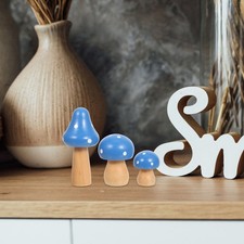 3pcs Wooden Mushroom Figurines Miniature Decoration for Plant Pots Garden