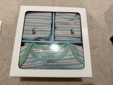 RALPH LAUREN BABY 4 PIECE PLAY SUIT GREEN STRIPED GIFT SET 6 MONTHS RRP £115 NEW