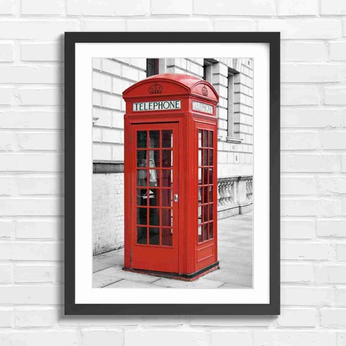 Iconic red telephone - red, uk
