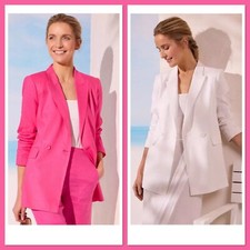 New Ladies Ex Paul Costelloe Linen Double-Breasted Blazer Jacket  8-18