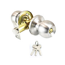 Door Knob Handle Entrance Lock Locking Key Steel Bathroom Bedroom with 3 Keys UK