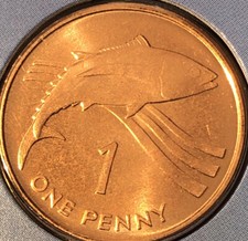 St. Helena Ascension Islands Coin 1p Penny 2003 Tuna Fish New BUNC From Set Sea 