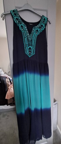 Blue teal beaded maxi - blue,