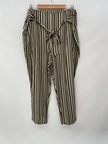 Khaki striped cropped - khaki,
