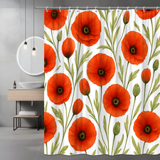 Floral Poppy Shower Curtain -