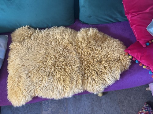 Mustard yellow sheepskin rug - sheepskin,