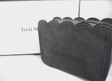 Trish McEvoy Mid-Size Planner Slate Suede With Insert Makeup Bag BNIB Limited Ed