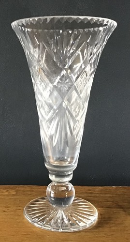 Vintage cut glass vase - glass,