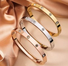 18K Gold Plated Bracelet Women Stainless Steel Bangle Luxury Designs Jewellery