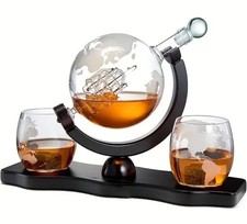 Whiskey Decanter Globe Ship & Whiskey Glasses- NEW Whiskey Gift Set