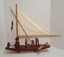 Vintage Sail Boat Model Wood