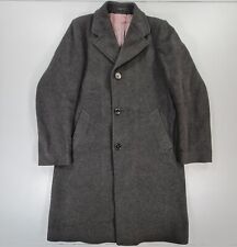 Vintage Crombie Coat Mens Grey 38 Tweed Aberdeen Scotland 1970s 80s Heavyweight