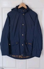 Barbour Pacific Women's Navy Waterproof Breathable Tartan  Hooded Jacket UK 10