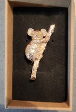 Vintage Gold Tone Koala Bear Brooch Climbing A Branch