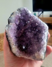 Large Natural Amethyst Druze Geode Quartz Crystal Cluster 800g W8 10x10cm