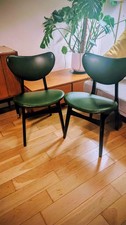 Two extremely rare G-Plan Librenza dining chairs dark green vinyl seats & backs