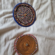 2 x Kutch Indian Hand Embroidery Work Beaded Ornament for dress or ears?