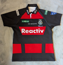 Halifax RLFC Panthers Rugby League red and black away kit shirt. Size M