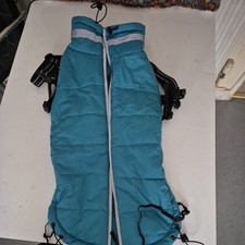 Large Blue Fleece Dog Coat and Harness Size 2XL. with Built in Harness and Zip