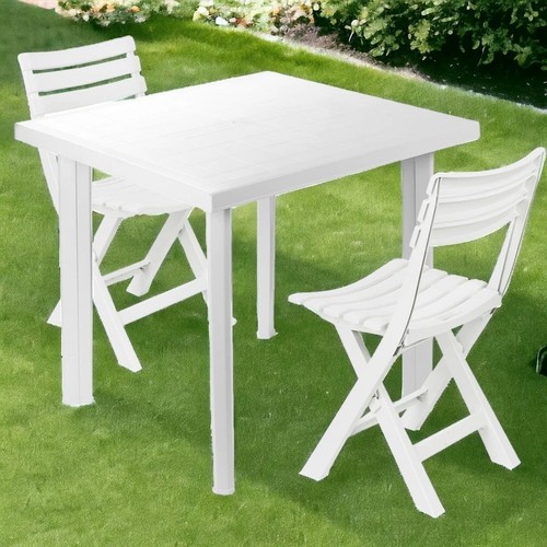 White plastic dining set - white,