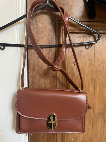Leather brown sling bag - leather,