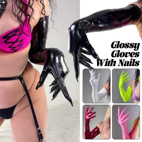 Glossy gloves with nail - gloves,