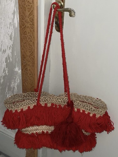 Moroccan woven red fringe - woven,