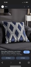 Laura Ashley for NEXT Navy Geometric Velvet Cushion Covers Set of 2 RRP £60