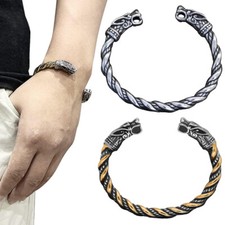 Stainless Steel Viking Arm Ring Jewelry Norse Dragon Cuff Bracelet Men Retro