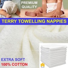 Baby Nappies Premium Quality Terry Towelling 100% Cotton Cloth Nappies Reusable