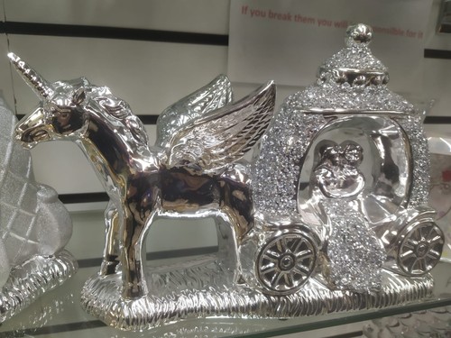 Silver horse with wagon gypsy - silver,