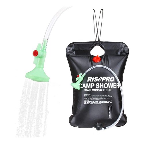 Solar heated camping shower - solar-heated,