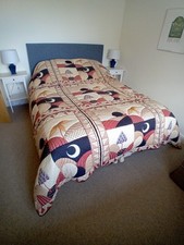 Hand-made vintage cotton quilted kingsize bedspread