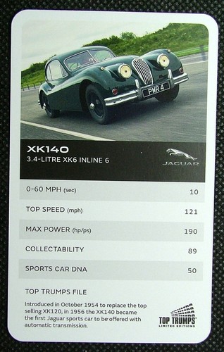 Info card jaguar car - jaguar, xk140