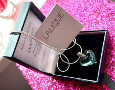 LALIQUE HEART PENDANT  STERLING SILVER CHAIN & CORD OUTSTANDING