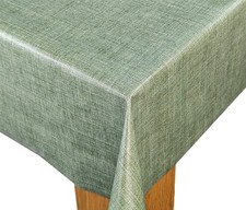 Moss Green Linen Look PVC Vinyl Wipe Clean Oilcloth Tablecloth