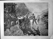 Antique Old Print Bicycle In