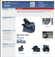 portabrace RS-EX1 rain cover for Sony PMW EX1